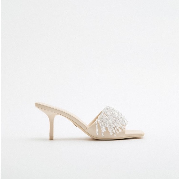 Zara | Shoes | Zara Heeled Pearl Mules | Poshmark